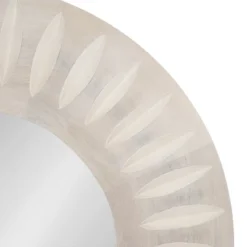 Kate & Laurel All Things Decor 26"x26" Usra Carved Wood Mirror White: Bohemian Style, Wall Mount