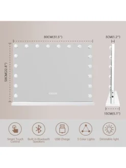 Fenchilin Large Hollywood Vanity Mirror With Lights Bluetooth Tabletop Wall Mount - White, 22.8" X 31.5" -Umbra Home Decor Shop GUEST 2d8a5998 05c4 458d 9407 e0889f9214e2