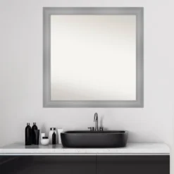 30" X 30" Non-Beveled Flair Bathroom Wall Mirror Polished Nickel - Amanti Art -Umbra Home Decor Shop GUEST 2d971548 1b0f 4f11 ade1 d2fc22f3f4b3
