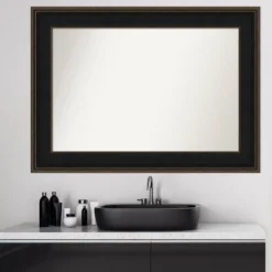 44" X 32" Non-Beveled Mezzanine Wood Bathroom Wall Mirror Espresso Brown - Amanti Art -Umbra Home Decor Shop GUEST 2dbb48d9 9784 4dae 83ac 02052529da5c