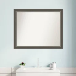 31" X 25" Non-Beveled Domus Wood Bathroom Wall Mirror Dark Silver - Amanti Art -Umbra Home Decor Shop GUEST 2e125889 3c91 4edb 810e 06536719f906