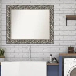 34" X 28" Non-Beveled Silver Luxor Wood Bathroom Wall Mirror - Amanti Art 15 34" X 28" Non-Beveled Silver Luxor Wood Bathroom Wall Mirror - Amanti Art -Umbra Home Decor Shop GUEST 2e430c31 8575 42e4 9612 77b7be1ba6da