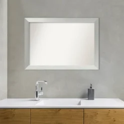 40" X 28" Non-Beveled Wood Bathroom Wall Mirror Brushed Sterling Silver - Amanti Art -Umbra Home Decor Shop GUEST 2e53a32d e326 48c4 a94f c604c810d49a