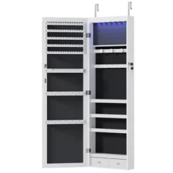 Mr Ironstone 6 LEDs Mirror Jewelry Cabinet, 47.2-Inch Tall Lockable Wall Or Door Mounted Jewelry Armoire Organizer With Mirror -Umbra Home Decor Shop GUEST 2e9a439a efb3 412e 86fa 5e9d2c44ed50