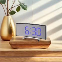 REGALWOVEN Digital Corded Electric Temperature LED Mirror Alarm Clock 6.7 X 2.8 X 1.2 Inches