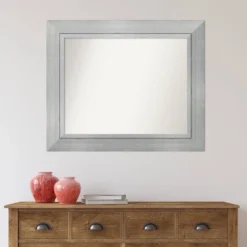35" X 29" Non-Beveled Romano Silver Wood Wall Mirror - Amanti Art: Modern Rectangle, Includes Mounting Hardware -Umbra Home Decor Shop GUEST 2ea87a4d 3886 4b74 a003 df857684e37e