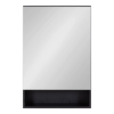 20" X 30" Vin Decorative Wall Mirror With Shelves Black - Kate & Laurel All Things Decor 1 20" X 30" Vin Decorative Wall Mirror With Shelves Black - Kate & Laurel All Things Decor