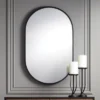 Uttermost Rapido Oval Vanity Decorative Wall Mirror Modern Matte Black Iron Frame 24" Wide For Bathroom Bedroom Living Room Home Office House Entryway