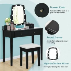 Costway Vanity Table Set With Lighted Mirror Adjustable 10 Bulbs Dresser 4 Drawer -Umbra Home Decor Shop GUEST 30006c6e 40d5 49b9 939b c58e4114d0fa