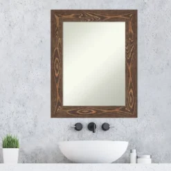 24" X 30" Non-Beveled Bridge Wood Bathroom Wall Mirror Brown - Amanti Art -Umbra Home Decor Shop GUEST 3099da7d 28c2 41b9 bbb9 bf23927e8ef0
