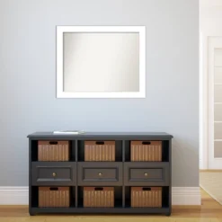 32" X 26" Non-Beveled Wedge White Wall Mirror - Amanti Art -Umbra Home Decor Shop GUEST 30a7045c 9a5d 4108 9b3c dae485cb836e