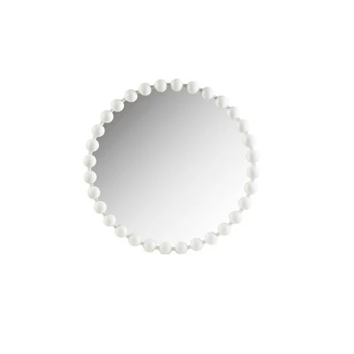 27" Marlowe Beaded Round Wall Mirror White - Madison Park 1 27" Marlowe Beaded Round Wall Mirror White - Madison Park