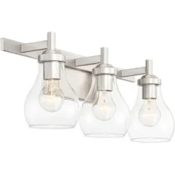 Possini Euro Design Modern Wall Light Brushed Nickel Hardwired 21" Wide 3-Light Fixture Clear Glass Globe Bathroom Vanity Mirror -Umbra Home Decor Shop GUEST 31cb5366 daba 4a06 b3eb 7650e344c226