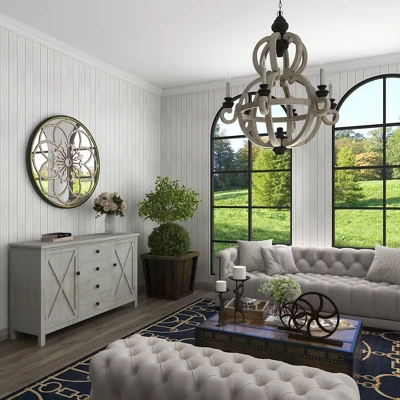 Wood Floral Medallion Wall Mirror White - Olivia & May 15 Wood Floral Medallion Wall Mirror White - Olivia & May - Image 15