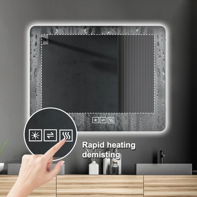 DOMETOUR LED Bathroom Mirror, Anti-Fog, Front And Backlit, 3 Colors, 5-Level Dimmable, Wall Mounted, Horizontal/Vertical 5 DOMETOUR LED Bathroom Mirror, Anti-Fog, Front And Backlit, 3 Colors, 5-Level Dimmable, Wall Mounted, Horizontal/Vertical - Image 5