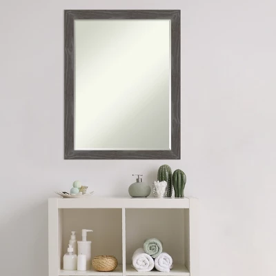 Amanti Art Woodridge Rustic Grey Petite Bevel Wood Bathroom Wall Mirror 27 X 21 In. 8 Amanti Art Woodridge Rustic Grey Petite Bevel Wood Bathroom Wall Mirror 27 X 21 In. - Image 8