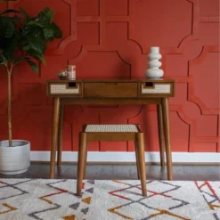 Linon Callie Solid Wood Vanity With Stool: Bohemian Design, Flip Mirror, Storage Space -Umbra Home Decor Shop GUEST 32657267 9969 4862 bcad 6e69de3fcec9