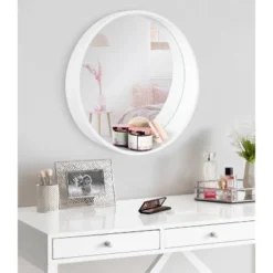 24" Wheeler Round Wall Mirror White - Kate & Laurel All Things Decor -Umbra Home Decor Shop GUEST 32730d54 4eda 445b 976f 623bf56bc840