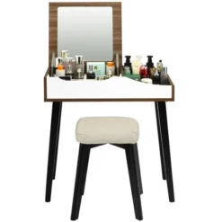Costway Vanity Table Set With Flip Top Mirror Dressing Makeup Study Padded Stool -Umbra Home Decor Shop GUEST 32b39fd6 606a 4ab7 8daa 74ec99435377