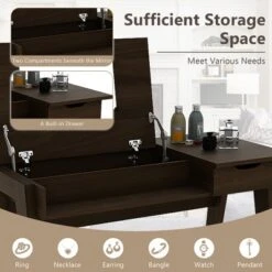 Costway Vanity Table With Flip Mirror Writing Computer Desk Storage Drawer Walnut -Umbra Home Decor Shop GUEST 32ca74b4 8589 4b75 b1e9 0a27833a1ffb