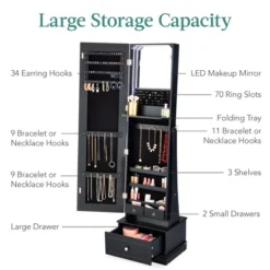 Best Choice Products 360 Swivel Standing Mirrored Jewelry Cabinet, LED-Lit Makeup Organizer W/ Mirror -Umbra Home Decor Shop GUEST 32ead195 0c28 4809 aeba e478364642d3