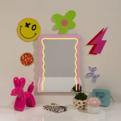 Prism 13" LED Neon Wavy Desk Mirror