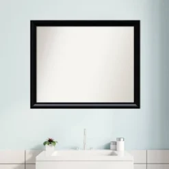 31" X 25" Non-Beveled Steinway Black Scoop Wood Bathroom Wall Mirror - Amanti Art -Umbra Home Decor Shop GUEST 33357238 c304 46c4 9392 87c3e481dca3
