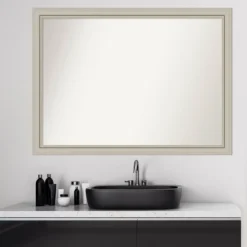 42" X 31" Non-Beveled Romano Silver Narrow Wood Bathroom Wall Mirror - Amanti Art -Umbra Home Decor Shop GUEST 3432343e 1113 4bdb 998d 6690a2201095