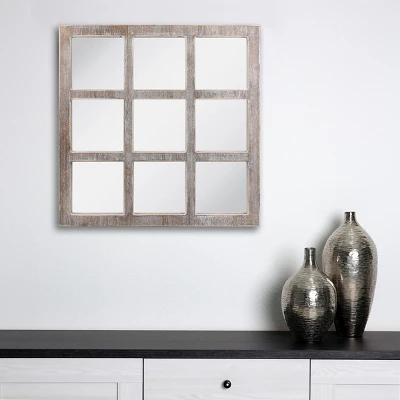 23.5" X 23.5" Rustic 9-Panel Window Pane Decorative Wall Mirror White - Stonebriar Collection 4 23.5" X 23.5" Rustic 9-Panel Window Pane Decorative Wall Mirror White - Stonebriar Collection - Image 4