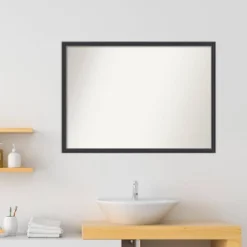 40"x29" Non-Beveled Wood Bathroom Wall Mirror Black - Amanti Art: Modern Rectangle, Wall Mount, Includes Hardware -Umbra Home Decor Shop GUEST 34baf62f f74b 464f 908d d7b6c507bb83