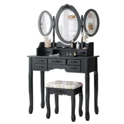 Tangkula Tri-Folding Mirror Vanity Makeup Set Dressing Table & Stool Unit W/ 7 Drawer -Umbra Home Decor Shop GUEST 34be8de6 67bf 4a2a bc71 b4114b5cd2a1