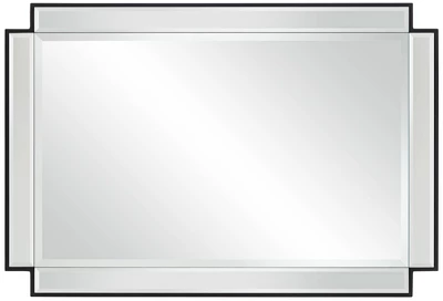 Noble Park Gatsby Rectangular Vanity Decorative Wall Mirror Modern Beveled Edge Matte Black Metal Frame 27" Wide Bathroom Bedroom 4 Noble Park Gatsby Rectangular Vanity Decorative Wall Mirror Modern Beveled Edge Matte Black Metal Frame 27" Wide Bathroom Bedroom - Image 4