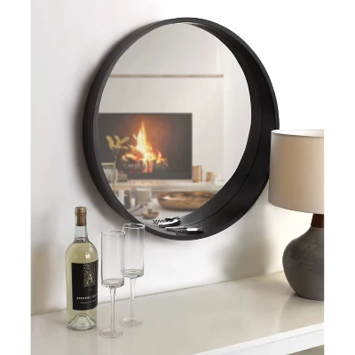 24" Wheeler Round Wall Mirror Black - Kate & Laurel All Things Decor 5 24" Wheeler Round Wall Mirror Black - Kate & Laurel All Things Decor - Image 5