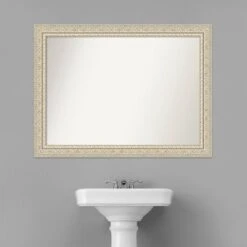 44" X 33" Non-Beveled Fair Baroque Wood Bathroom Wall Mirror Cream - Amanti Art -Umbra Home Decor Shop GUEST 353ae848 11ab 4746 aaf3 dd93465bd330