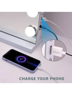 Fenchilin 32 X 23 In. Lighted Large Hollywood Vanity Makeup Mirror With 18 Dimmable Bulbs, 3 Color Light Settings, USB Port For Tabletop/Wall Mount