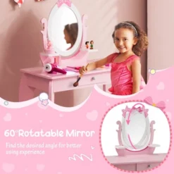 Costway Kid Vanity Table Stool Set With Adjustable Mirror Storage Drawer Makeup Pink 13 Costway Kid Vanity Table Stool Set With Adjustable Mirror Storage Drawer Makeup Pink -Umbra Home Decor Shop GUEST 35a833b4 4cd0 4396 8c51 784882c640a4