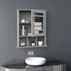 Kleankin Bathroom Medicine Cabinet Wall Mount With Mirror Door 3 Shelf Organizer For Bathroom, Kitchen, Gray