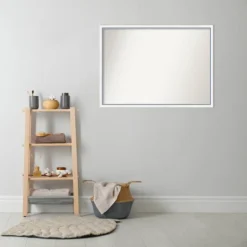 40"x29" Non-Beveled Morgan Wood Bathroom Wall Mirror White/Blue - Amanti Art: Includes Mounting Hardware, Wood Frame -Umbra Home Decor Shop GUEST 35fd2e8b da28 4f41 9d6f 0b413130a249