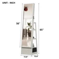 KWPZQEB 360° Swivel Jewelry Cabinet With Lights, Lockable Jewelry Organizer With Drawers And Interior Lighted Mirror, Standing Jewelry Armoire, White -Umbra Home Decor Shop GUEST 3600feb8 113a 4b38 855b 397c06c059ca