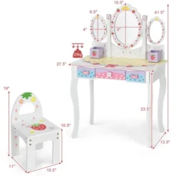 Costway Kids Vanity Princess Makeup Dressing Table Chair Set W/ Tri-fold Mirror White -Umbra Home Decor Shop GUEST 360653dc daeb 4682 8983 db4a4af80512