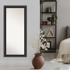 29" X 65" Non-Beveled Tuxedo Black Full Length Floor Leaner Mirror - Amanti Art -Umbra Home Decor Shop GUEST 3643a52e 913e 4777 8341 6940bd771855