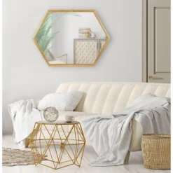 22" X 31" Laverty Hexagon Wall Mirror Gold - Kate & Laurel All Things Decor -Umbra Home Decor Shop GUEST 368cfc7a 76eb 45f1 905c 8905bdf46cb7