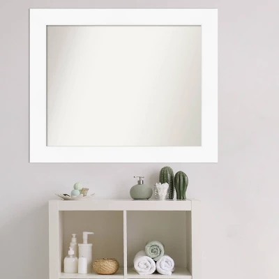34" X 28" Non-Beveled Cabinet Bathroom Wall Mirror White - Amanti Art 6 34" X 28" Non-Beveled Cabinet Bathroom Wall Mirror White - Amanti Art - Image 6