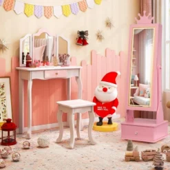 Kids Jewelry Armoire Cabinet With Full-Length Mirror, 46" Jewelry Armoire With Led Light, Jewelry Organizer With 3 Storage Drawers -Umbra Home Decor Shop GUEST 372aeb04 47da 4e25 8733 2213ab563ffb