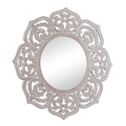 Farmhouse Wood Floral Carved Wall Mirror With Cutout Design White - Olivia & May -Umbra Home Decor Shop GUEST 375dc6e8 315f 4575 97f9 5ee62813ef07