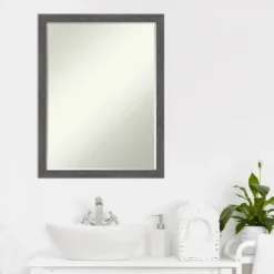 Amanti Art Pinstripe Plank Grey Thin Petite Bevel Bathroom Wall Mirror 26 X 20 In. -Umbra Home Decor Shop GUEST 37ab0b1d 1159 480f b5fc 858b2d751077