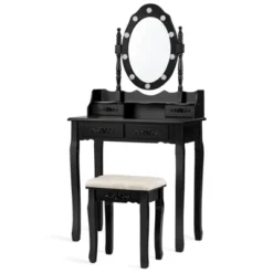 Vanity Table Set Detachable Makeup Table Dressing Desk With Mirror & Cushioned Stool Brown/White/Black -Umbra Home Decor Shop GUEST 37f900d5 a2be 4efd bffa a3820a8f3303