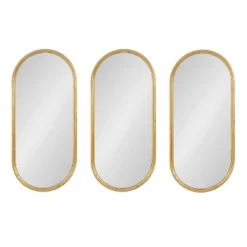 (Set Of 3) 10" X 22" Caskill Capsule Framed Wall Mirror Set Gold - Kate & Laurel All Things Decor: Modern Style, No Assembly