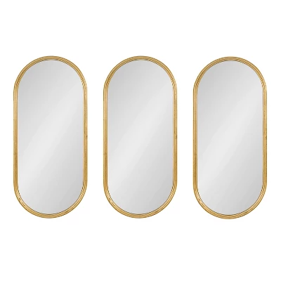 (Set Of 3) 10" X 22" Caskill Capsule Framed Wall Mirror Set Gold - Kate & Laurel All Things Decor: Modern Style, No Assembly 1 (Set Of 3) 10" X 22" Caskill Capsule Framed Wall Mirror Set Gold - Kate & Laurel All Things Decor: Modern Style, No Assembly