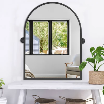 Yale Arch Metal Pivot Bathroom Vanity Mirror Tilting Vanity Mirrors Decorative Wall Mirrors 36"x24" - The Pop Home 1 Yale Arch Metal Pivot Bathroom Vanity Mirror Tilting Vanity Mirrors Decorative Wall Mirrors 36"x24" - The Pop Home